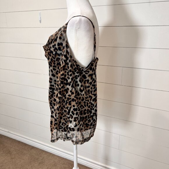 Hummingbird Mesh Leopard Print Strappy Blouse Size L - Picture 3 of 5
